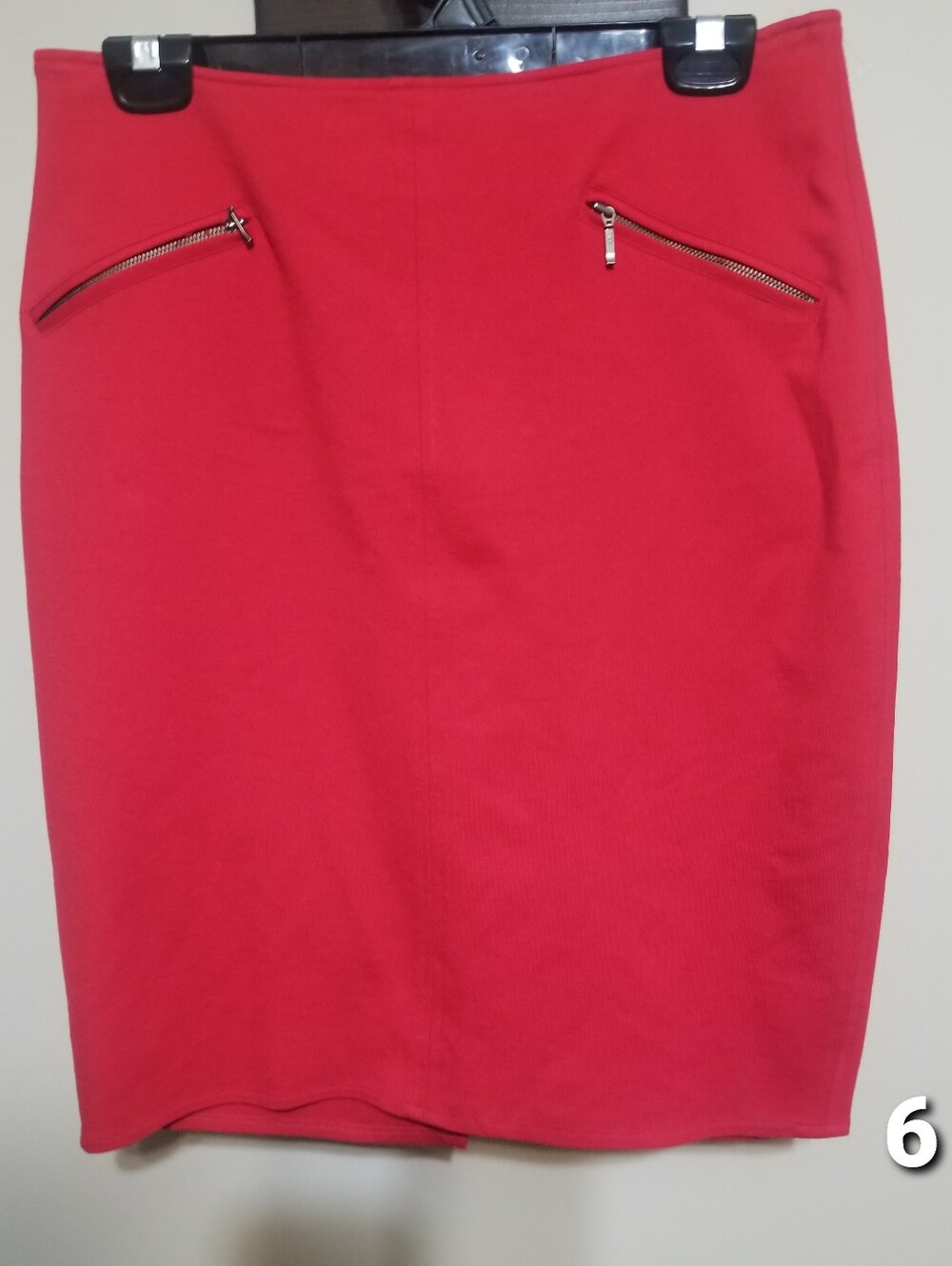 THALIAN Skirt Women's Fashion Red Pencil Business, Knee, Casual Size 6 Stretch